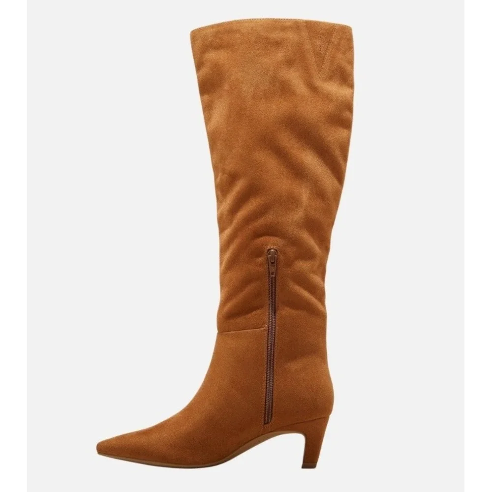 Universal Thread Kendra Tall Dress Boots Cognac Faux Suede Pointed Toe Size 9.5